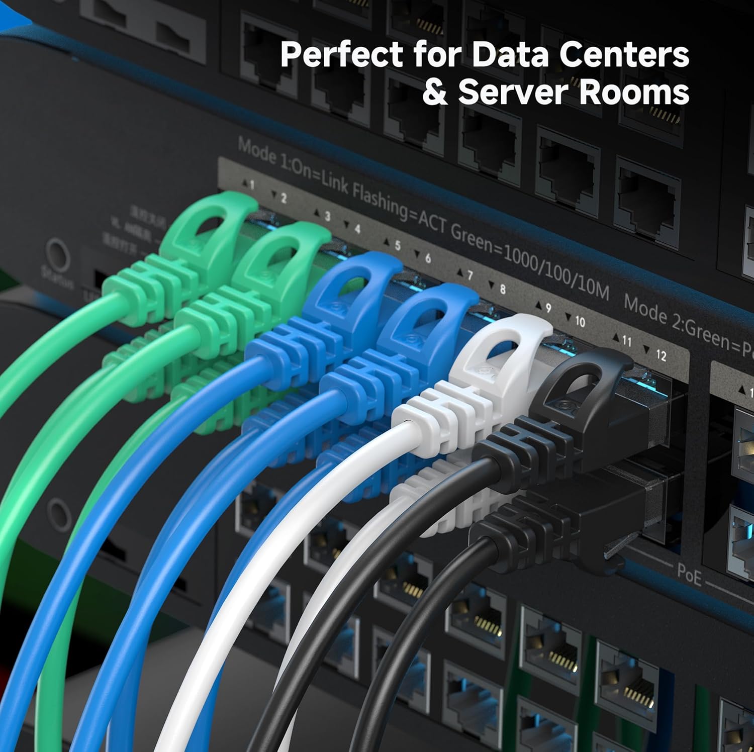 Cable Matters 10Gbps 5-Pack Snagless Cat 6 Ethernet Cable - Slim Profile Cat 6 Cable, Cat6 Cord, Thin Ethernet Cord, Black